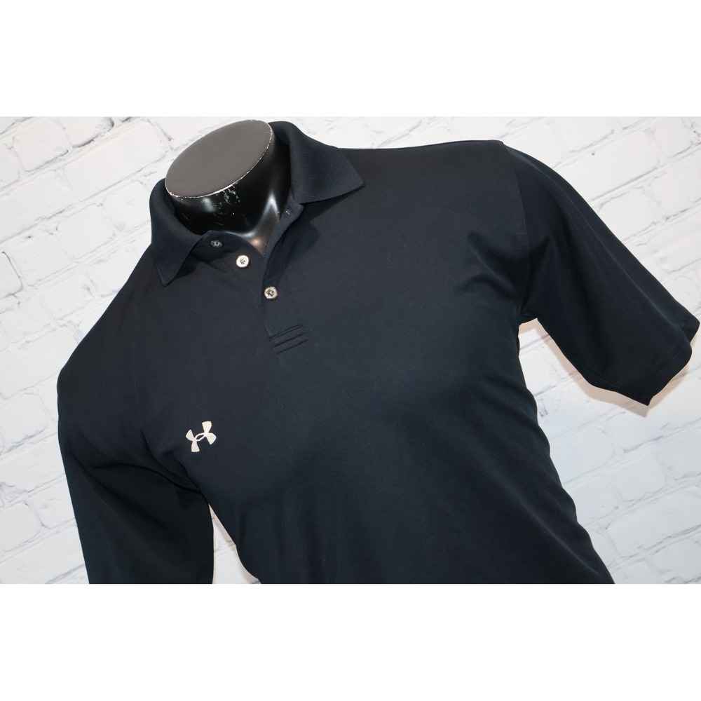 Under Armour Polo Mens Small Black Short Sleeve Performance Golf Shirt